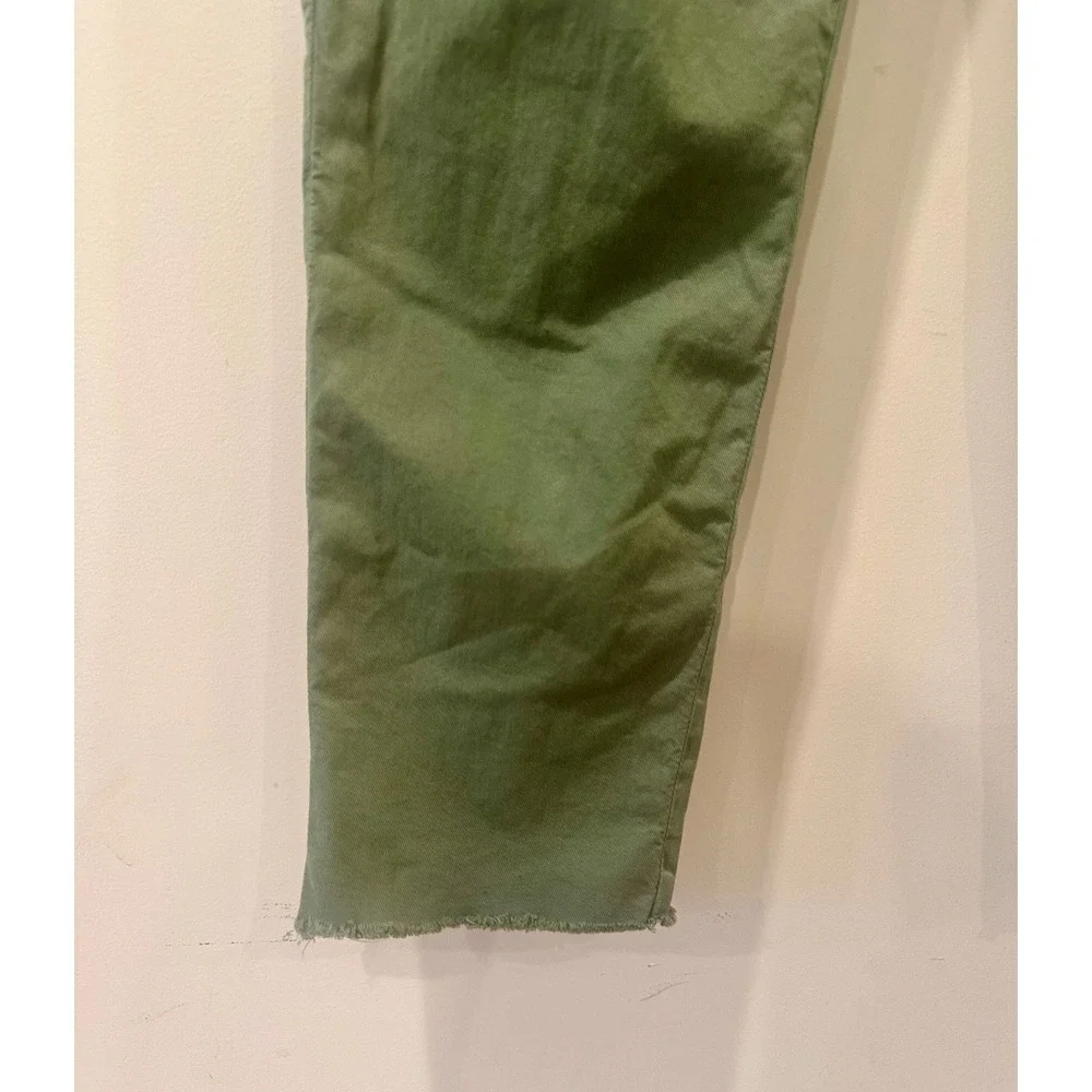Frank & Eileen Wicklow Italian Chinos Sz 2 Green Twill Straight Leg Cropped $288